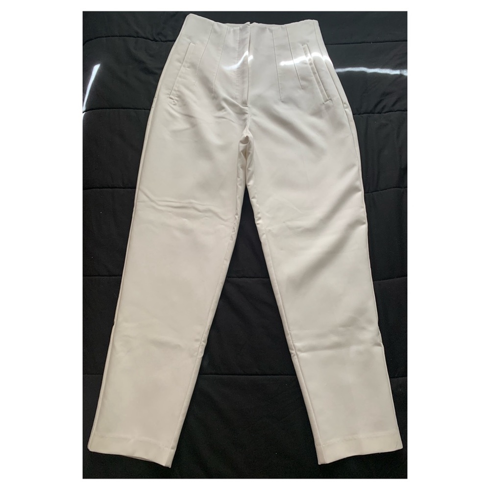 ZARA HIGH WAISTED TROUSERS NEW WITHOUT TAGS SIZE S WHITE PANTS HIGH WAISTED c